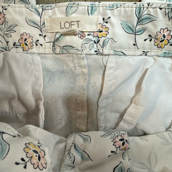 LOFT Cream Floral Straight Leg Jeans - Picture 3 of 9